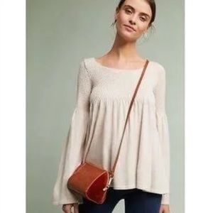 Anthropologie Knitted & Knotted pale pink sweater